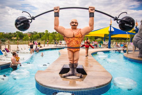 Big Top | Water World Colorado Clown Around water pool, strong man circus figure, big top, water world