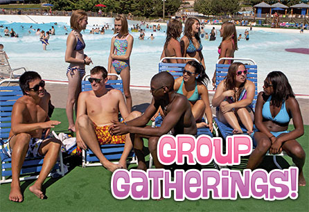 GroupGatheringsBADGE Group Gatherings, Group of Teenagers talking and enjoying the sun