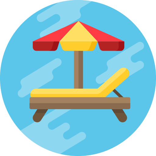 sun bed and umbrella icon